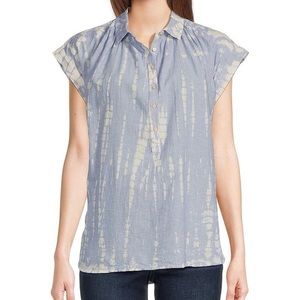 Lucky Brand Blue and Cream Women's Top
